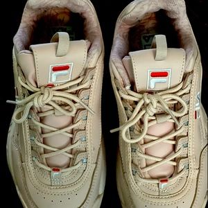 Soft pink fila shoes